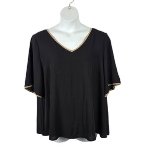 Joseph A. Woman  Black and Tan Short Sleeve Blouse